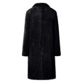 thumbnail image 4 of Innerwin Coat Fuzzy Fleece Ladies Outwear Mid Length Lapel Loose Jacket Black M, 4 of 5
