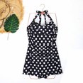 thumbnail image 3 of UPPADA One Piece Femmes Robe de Maillot de Bain Dos Nu Portefeuille Maillot de Bain Froncé Rétro Robe de Bain Maillot de Bain Col en V Jupe Ligne A Croisé Maillots de Bain Modestes Liquidation Noir,P, 3 of 4