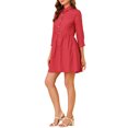 thumbnail image 4 of INSPIRE CHIC Robe-Chemise pour Femme Manches 3/4 Boutonnée Mini Robes L Rouge, 4 of 8