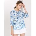 thumbnail image 4 of INSPIRE CHIC Women's Tie V Neck Boho Ruffled 3/4 Sleeve Floral Blouse, 4 of 6
