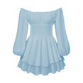 thumbnail image 4 of Robe Maxi Décontractée pour Femme à Volants Superposés, Jupe-Culotte en Mousseline Décontractée, Col Rond, Col en V, Robe pour Femme à Épaules Dénudées, Mini Évasée, Robes Maxi Décontractées pour Femmes, Robes, 4 of 6
