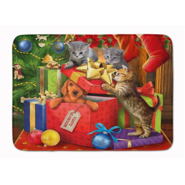 Carolines Treasures PTW2010RUG Kittens Chiot de Retour à Santa Claus Tapis en Mousse Mémoire Lavable à la Machine