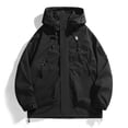thumbnail image 1 of RXIRUCGD Men's Stitching Drawstring Hooded Slim Fashion Jacket Coat Outwear, Black, Size: M, 1 of 9