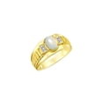 thumbnail image 3 of RYLOS Men's Rings 14K Yellow Gold Ring Classic Designer Style 8X6MM Oval Gemstone & Diamond Ring Opal October Birthstone Rings For Men Size 12, 3 of 7