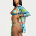 thumbnail image 3 of Maillots de Bain Trois Pièces pour Femmes, Bikini Triangle à Dos Nu Imprimé avec Paréo, 3 of 7