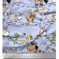 thumbnail image 1 of Soimoi Moss Georgette Fabric Bird & Animals Cartoon Printed Fabric 1 Yard 42 Inch Wide, 1 of 3