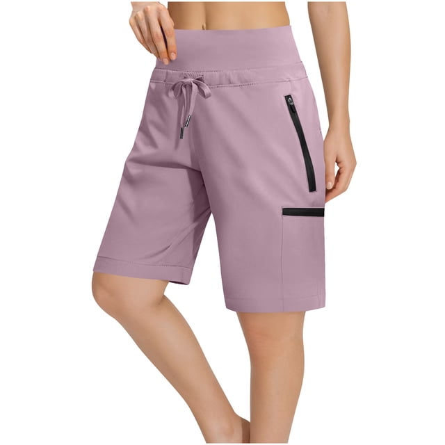 cfhntfmh Shorts Cargo de Randonnée pour Femmes Bermuda Légers Shorts de Golf avec Poches Séchage Rapide Shorts Longueur Genou