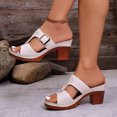 thumbnail image 3 of Sandales à Talons Épais Découpées pour Femmes, Bride à Boucle Ajustable, Mules à Bout Ouvert, Chaussures à Enfiler Rétro pour Robe, Beige, Taille 8,5, 3 of 8