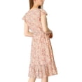 thumbnail image 3 of INSPIRE CHIC Junior's Boho Flutter Sleeve Belted Square Neck Ruffled Hem Midi Dress, 3 of 6