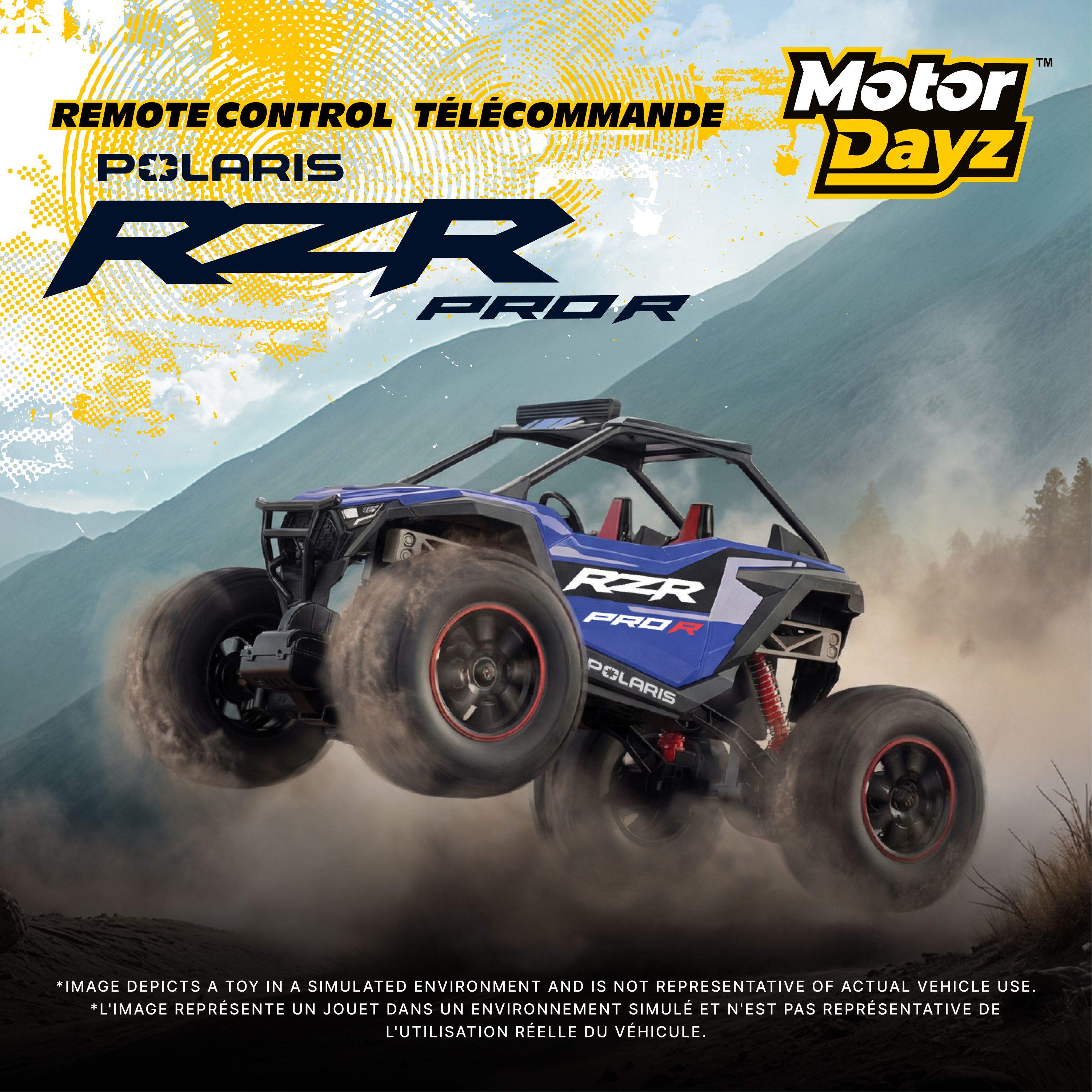MotorDayz (1:14) Télécommande POLARIS RZR 4X4, Bleu, R4-14A75U-BL-CA, Enfant