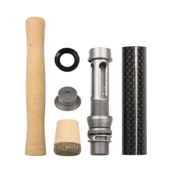 mmirethe Fishing Rod Handle Durable Wheel Reel Seat Comfortable Cork Grip Self-assembly Accessories Supplies Replacements SET-FLY8