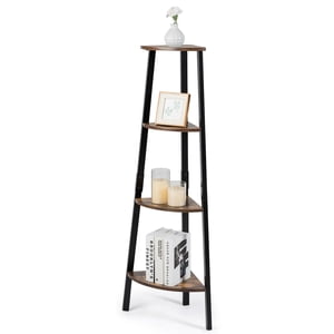 COSTWAY 4-Tier Corner Shelf Metal Storage Rack Bookcase Plant Display Stand Natural