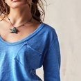 thumbnail image 4 of Women‘s Causal T-Shirt V Neck Long Sleeve Loose Fit Tops Solid Color Blouse Basic Tees, 4 of 5