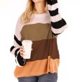 thumbnail image 1 of Qertyioot Chandails Tricotés pour Femmes, Mode pour Femmes Manches Longues Col Rond Assorti de Couleurs Hauts Amples Blouse Chandail, 1 of 5