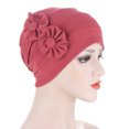 thumbnail image 1 of CEHVOM Women Solid Beading India Hat Muslim Ruffle Chemo Hat Beanie Wrap Cap, 1 of 5