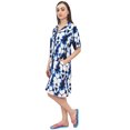 thumbnail image 4 of Bimba Chemise de Nuit Bleue en Rayonne pour Femmes Manches Courtes Imprimé Géométrique Robe de Nuit - 26, 4 of 9