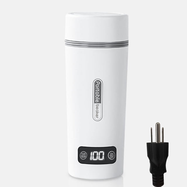 Graflsoa Compact 350ml Travel Electric Kettle with Temperature Control, Stainless Steel Heating Cup, 8-Hour Insulation, 110V US Plug, White