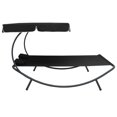 thumbnail image 2 of vidaXL Outdoor Lounge Bed with Canopy and Pillows Black, 2 of 5