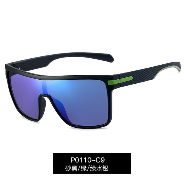 P0110 Personalized Siamese Large Frame Sunglasses Men‘s Trendy Driving Polarized Sunglasses
