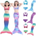 thumbnail image 2 of 3Pcs/Set Girls Bikini Set Mermaid Tail Princess Swimsuit, 2 of 8