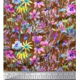 thumbnail image 1 of Soimoi Satin Silk Fabric Flower Watercolor Print Fabric by Yard 42 Inch Wide, 1 of 3
