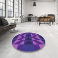 thumbnail image 4 of Ahgly Company Tapis d'Intérieur Lavable en Machine Carré Transitionnel Violet Prune, 8 Pieds Carré, 4 of 7