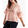 thumbnail image 3 of Lucky Brand Plus Embroidered Peasant Top (Bright Orange, XL), 3 of 3