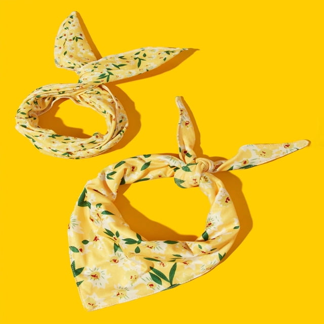SNNROO 1pc Pet Summer Floral Bandana And Headband Set Sweet Style Suitable For Cats And Dogs Decoration