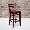 thumbnail image 4 of HERCULES Series Ladder Back Mahogany Wood Restaurant Barstool - Burgundy Vinyl Seat, 4 of 6