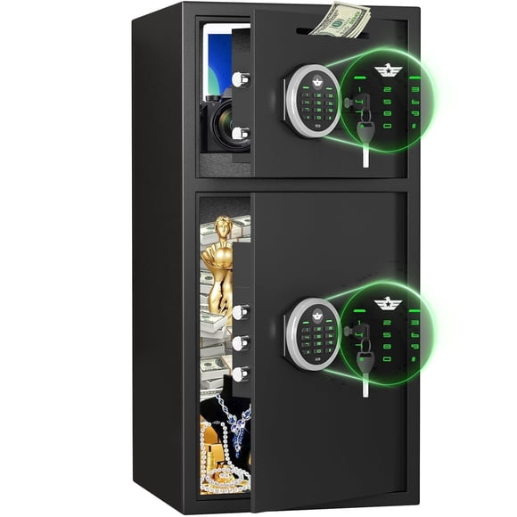 Silkight Coffre-Fort Domestique de 6,0 Pi3, Coffre de Dépôt Antichute avec Tablettes Amovibles et Ajustables, Clavier Rétroéclairé et Système d'Alarme pour Affaires, Coffre à Argent pour Bureau, Chambre et Hôtel