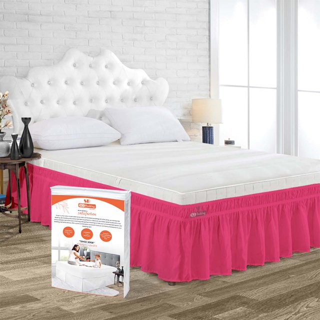 SGI Bedding 21 Inch Wrap Around Bed Skirt | Microfiber Bed Skirt | Fade Resistant, Wrinkle Free, Anti-static, Decorative, Extra Storage Space, Clutter-Free | Twin, Hot Pink