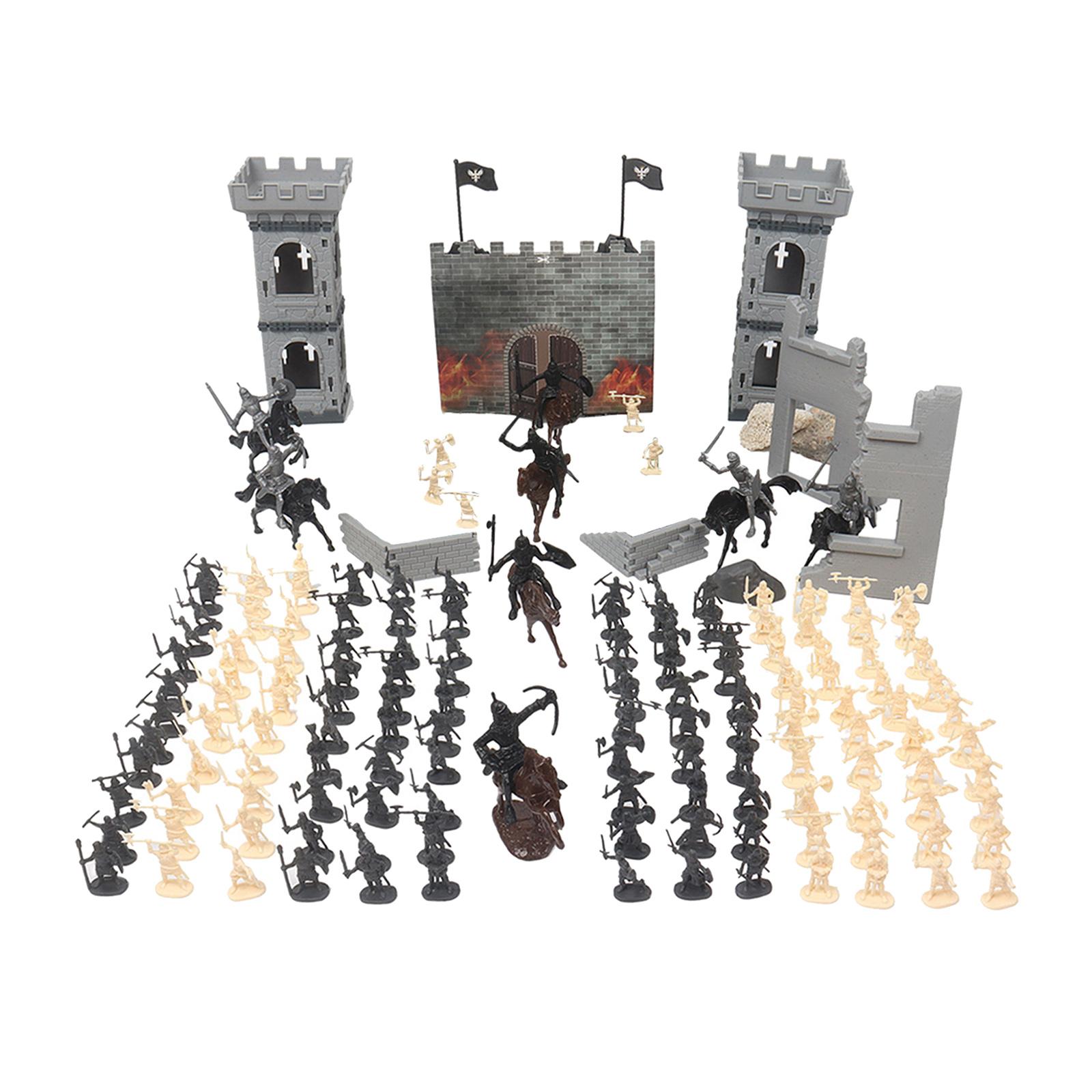 TISHITA Simulation Soldier Static Model Castle Playset Building Model Toys Cavalry War Horse Action Figures for Collection Decorative Home Boys Kids
