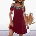 thumbnail image 1 of Gspmoly Robes pour Femmes, Robe Aguichant Imprimée à Épaules Dénudées pour Femmes, Robe d'Été Courte à Manches Courtes à Col en V, Robes de Soirée pour Femmes jusqu'à 65 % de Rabais, 1 of 6
