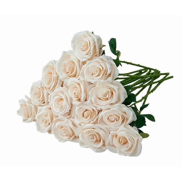 Lifelike Silk Rose Bouquet Floral Centerpieces For Home Wedding Party With Natural Petals Design 15PCS