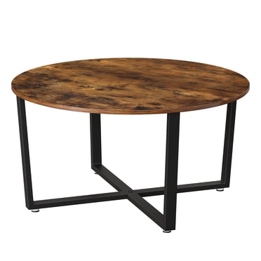 VASAGLE ALINRU Round Coffee Table, Industrial Style Cocktail Table, Durable Metal Frame, Easy to Assemble, for Living Room, Rustic Brown ULCT88X