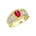 thumbnail image 3 of RYLOS Rings for Women 14K Yellow Gold Ring Classic Style 7X5MM Oval Gemstone &  Diamond Ring July Ruby Jewelry Size 5, 3 of 7