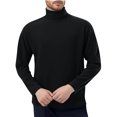 thumbnail image 1 of Plain Tshirts for Men Men's Winter Solid Color Medium High Neck Designlong Sleeved Round Neck Top Black XXL, 1 of 3