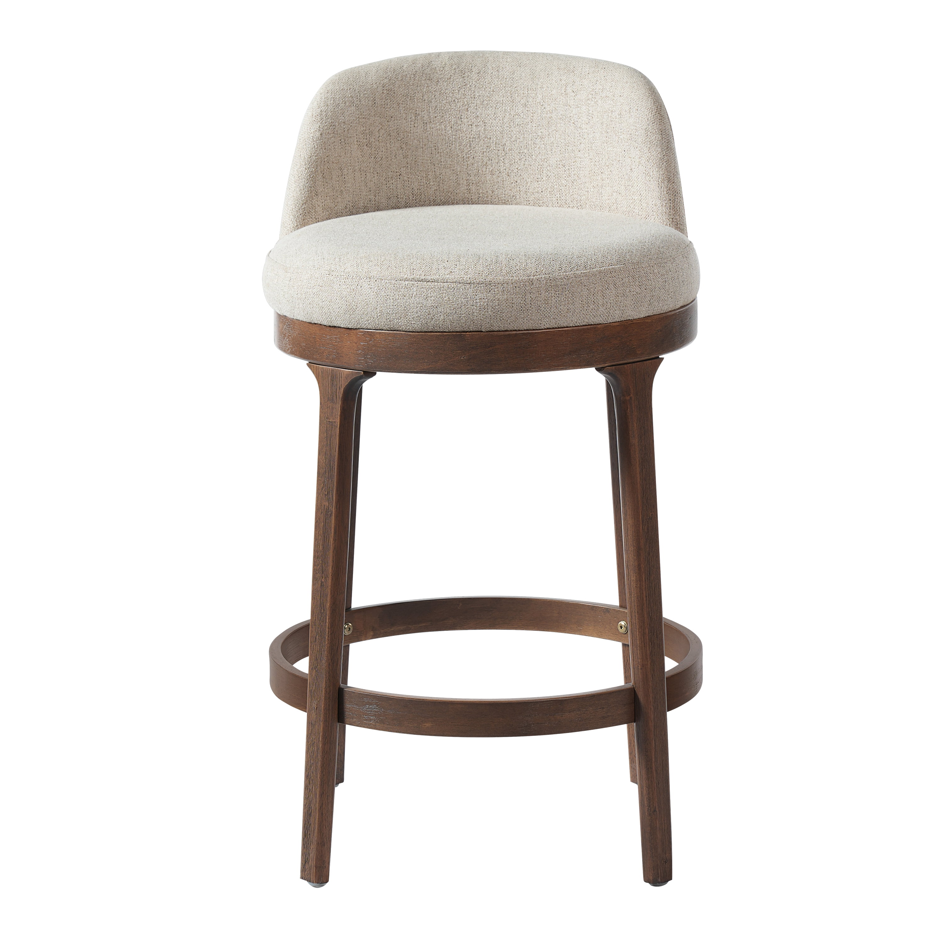 Noble House Chloe Counter Height Bar Stool Set of 2,Beige Upholstered Seat,Walnut + Beige