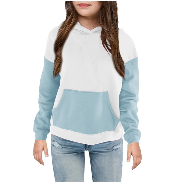 Chandail en Molleton pour Filles Rabais Chemise pour Enfants T-Shirt à Manches Longues à Motif T-Shirt Imprimé Col Rond Hauts Courts Convenant aux Garçons et aux Filles Âgés Chandail à Capuchon Chandail en Molleton pour Filles Bleu Ciel 11T