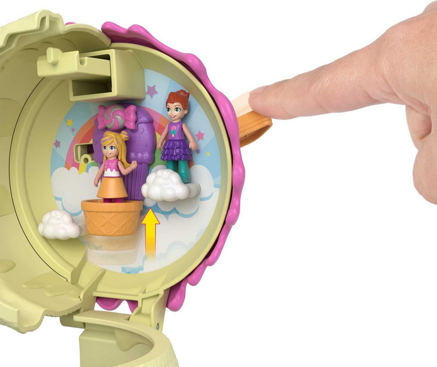 Coffret Multifacettes de Polly Pocket, Coffret en Forme de Cône Glacé avec Décor de Parc