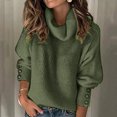 thumbnail image 1 of Hauts à Manches Longues pour Femmes Automne et Hiver Pull Col Roulé Décontracté Tricoté Manches Longues Hauts Unis Pulls Hauts pour Femmes Manches Longues, 1 of 8