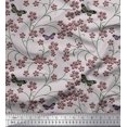thumbnail image 1 of Soimoi Velvet Fabric Insect,Leaves & Flower Floral Print Fabric by Yard 58 Inch Wide, 1 of 2