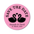 thumbnail image 1 of Darling Souvenir Round 45 Pcs Loving Swans Save The Date Stickers Personalized Bride Groom Names And Date Envelope Seals - Light Pink, 1 of 4