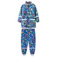 thumbnail image 1 of Children‘s Boys Girls Dinosaur Rainbow Printed Button Rain Jacket Hooded Windproof Raincoat, 1 of 7