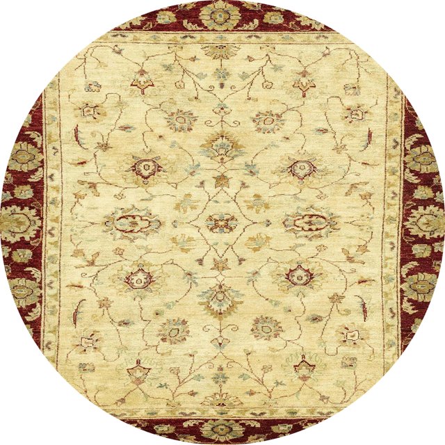 Ahgly Company Indoor Round Abstract Chocolate Brown Oriental Area Rugs, 3' Round