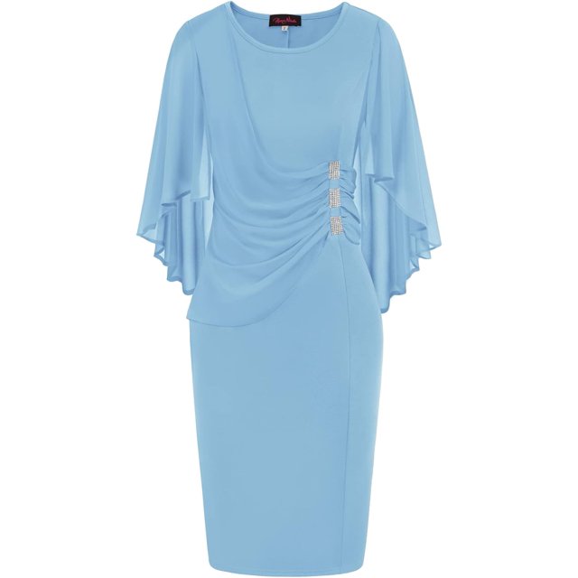 Hanna Nikole Robe en Chiffon à Manches Courtes pour Femmes Grande Taille avec Volants et Strass