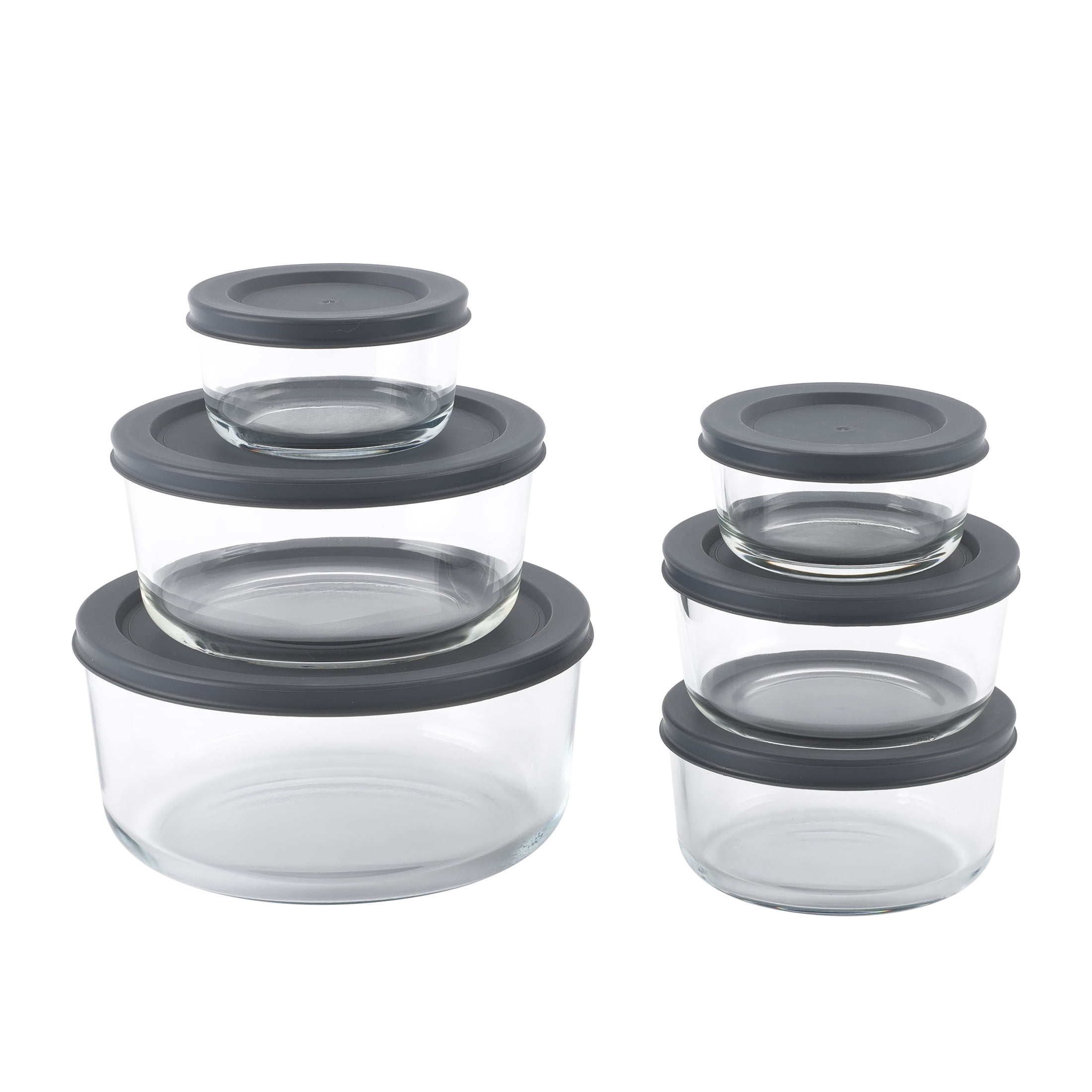 Mainstays 6 pcs Set Round Glass Food Storage Container