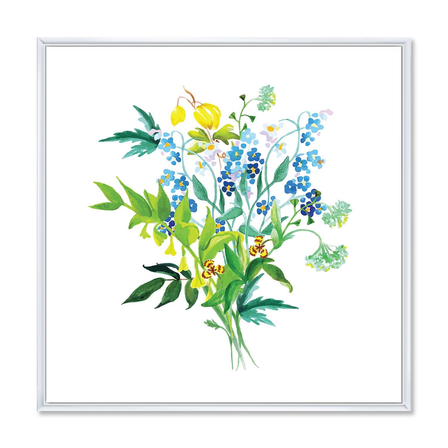 Designart Guirlande de fleurs des prés ART MURAL À CADRE FLOTTÉ