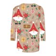 thumbnail image 5 of T-shirts pour Femmes Femmes Décontracté Imprimé Noël Ample Manches Trois Quarts Col Rond Hauts T-Shirts en Liquidation, 5 of 5