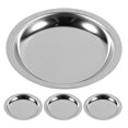 thumbnail image 1 of Tea Bag Holder and Saucer Set of 4 Small Round Stainless Steel Coasters for Table Protection, 1 of 9
